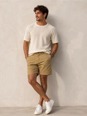 ✨Abercrombie & Fitch Men’s Khaki Stretch Chino Shorts Size 38 Flat Front